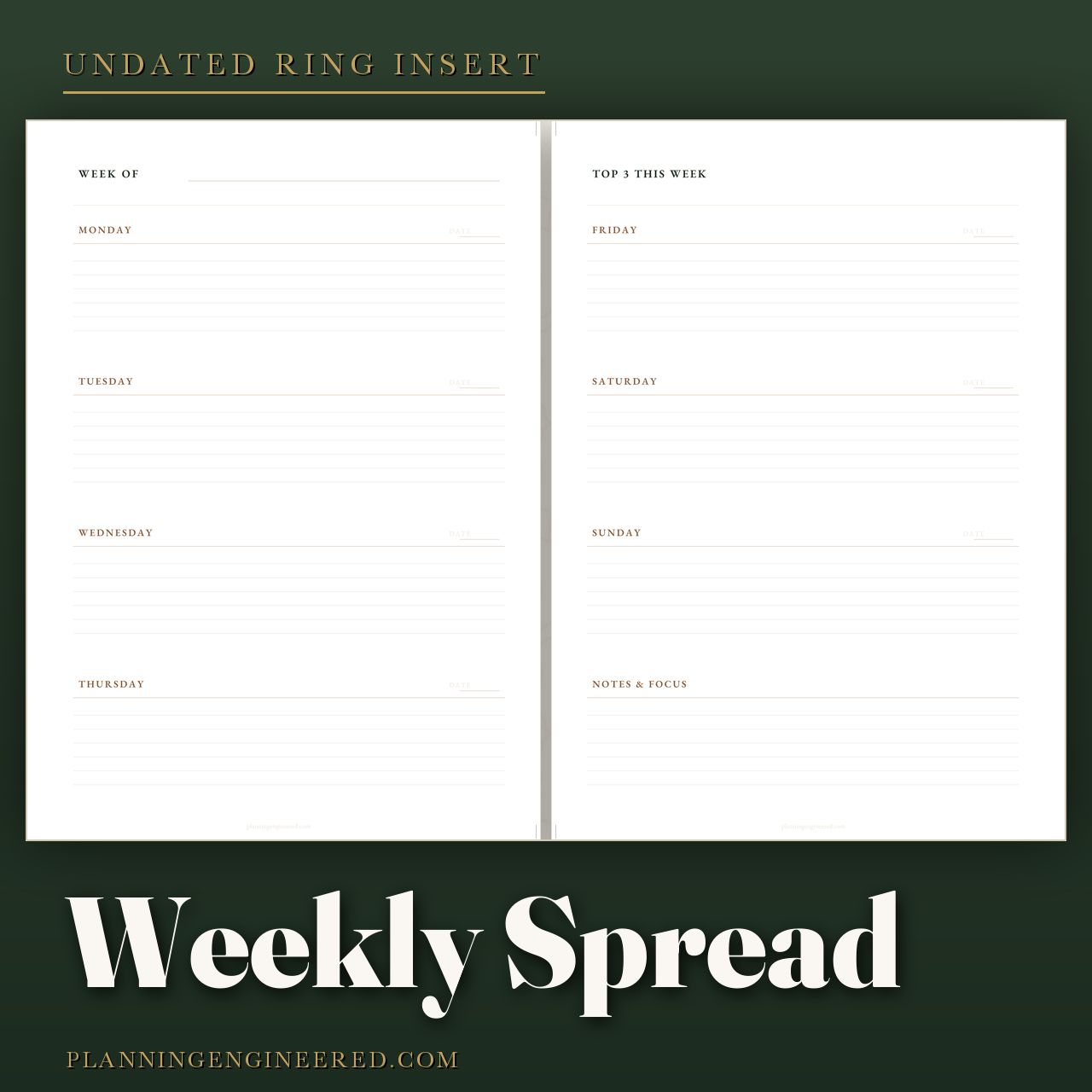 The Weekly Spread planner insert: a week on two pages